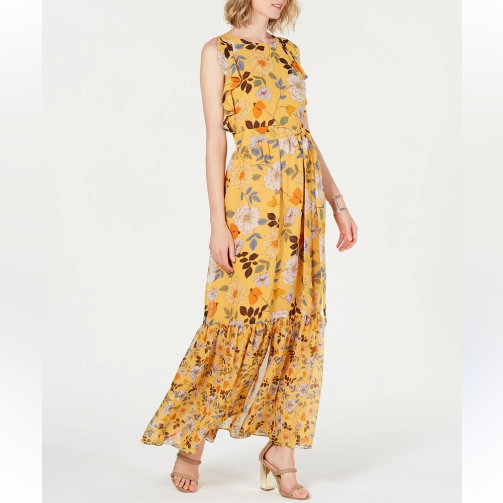 Vince Camuto Floral Maxi Skirt in Yellow